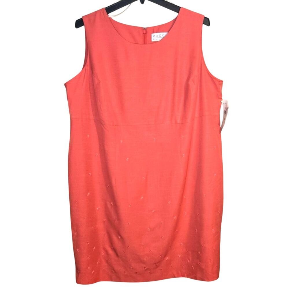 NWT Maggie McNaughton 20W Coral Embroidered Bodycon Dress [0070]